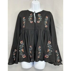 CHICWISH Black  tunic‎ top embroidery WOMEN Sz Medium Women's